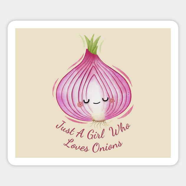 Just A Girl Who Loves Onions Cute Onion Watercolor Magnet by DesignArchitect